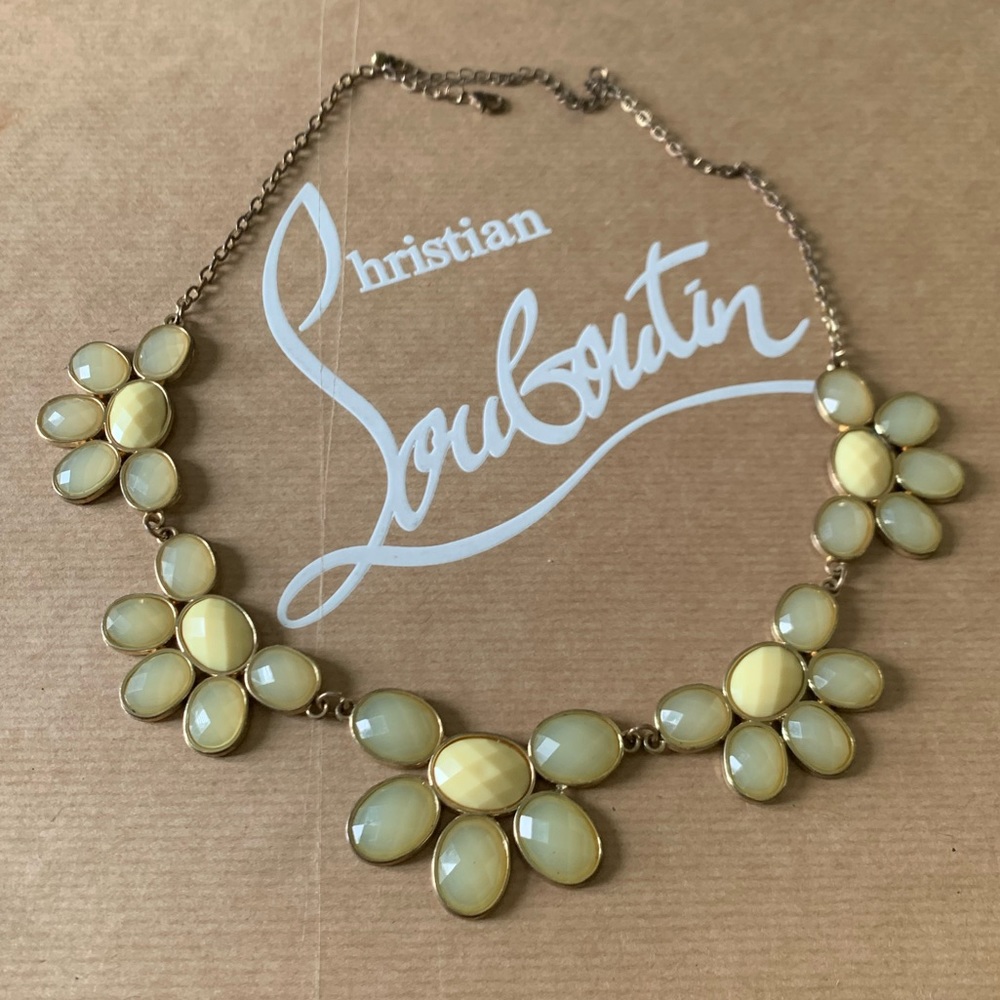 Yellow Tone Half Flower Statement Necklace